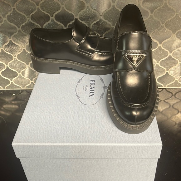 Prada Shoes - Prada black leather loafers size 7